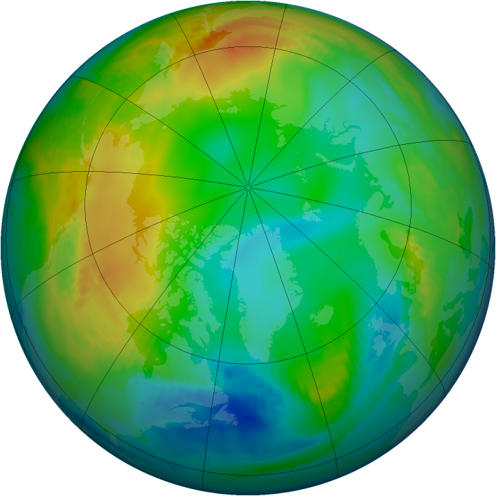 Arctic ozone map for 13 December 1983